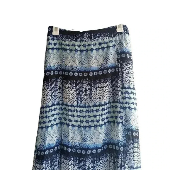 NEW Maurices Blue Mixed Print Chiffon Double Front Slit A-Line Maxi Skirt - Picture 3 of 8